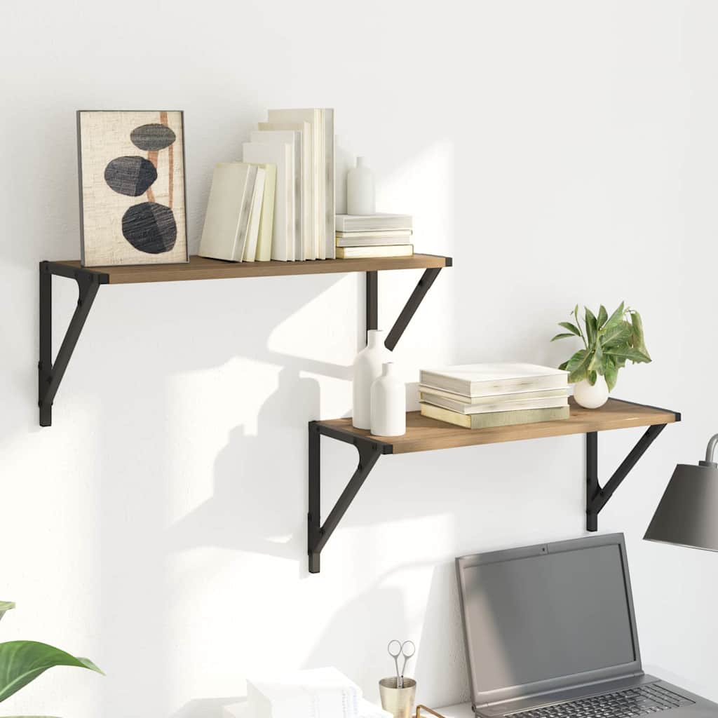 Sieninės lentynos 2 pcs Amatininkų ąžuolas 60 x 25 x 25,5 cm