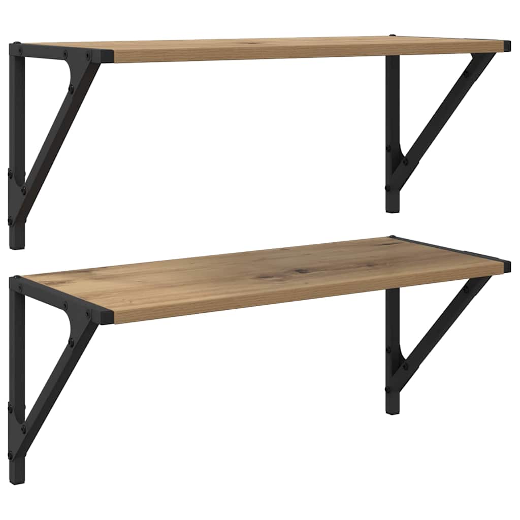 Sieninės lentynos 2 pcs Amatininkų ąžuolas 60 x 25 x 25,5 cm