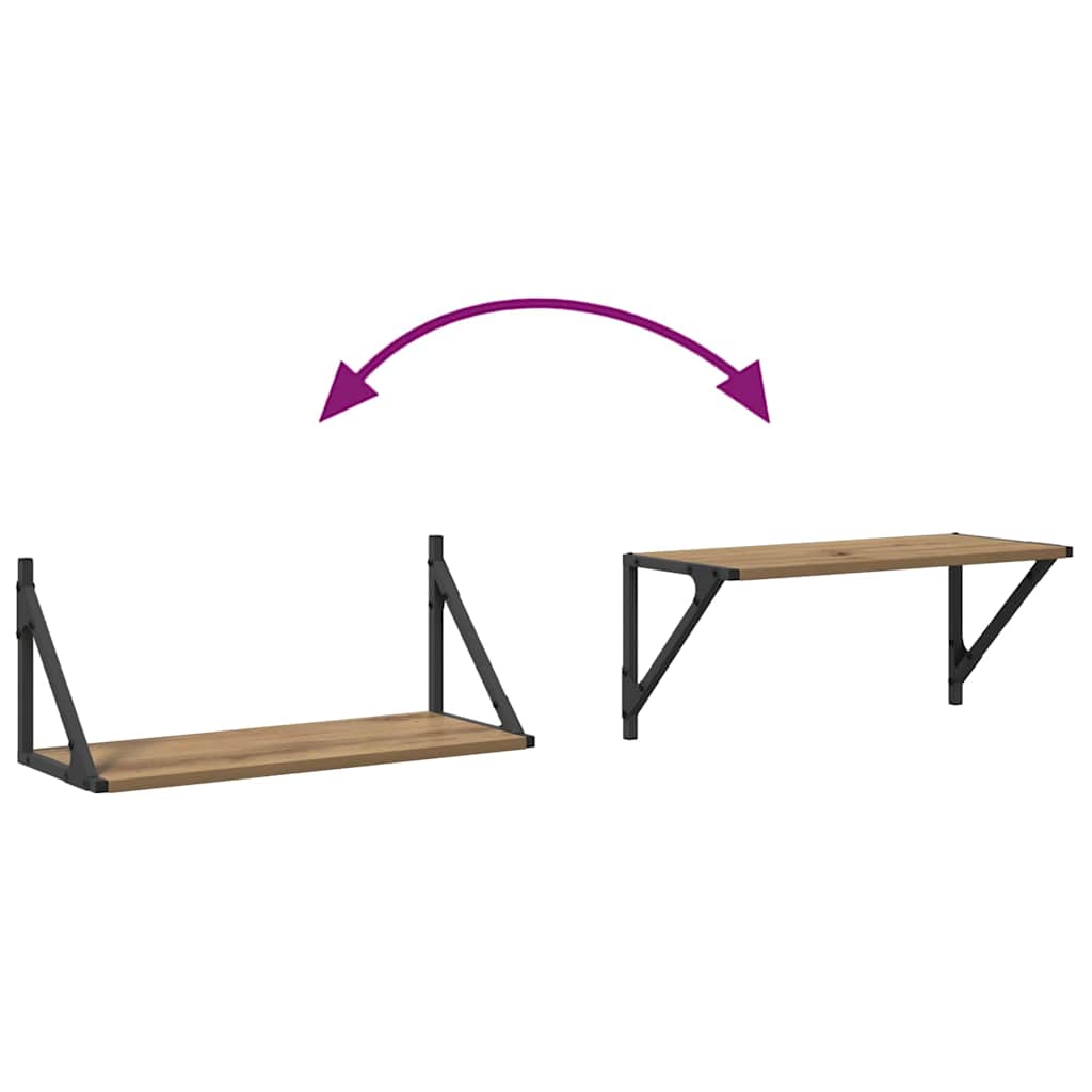 Sieninės lentynos 2 pcs Amatininkų ąžuolas 60 x 25 x 25,5 cm