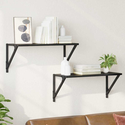 Sieninės lentynos 2 pcs Juodas ąžuolas 60 x 25 x 25,5 cm