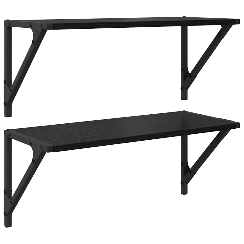 Sieninės lentynos 2 pcs Juodas ąžuolas 60 x 25 x 25,5 cm