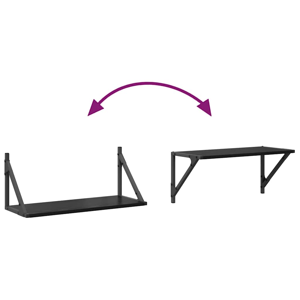 Sieninės lentynos 2 pcs Juodas ąžuolas 60 x 25 x 25,5 cm