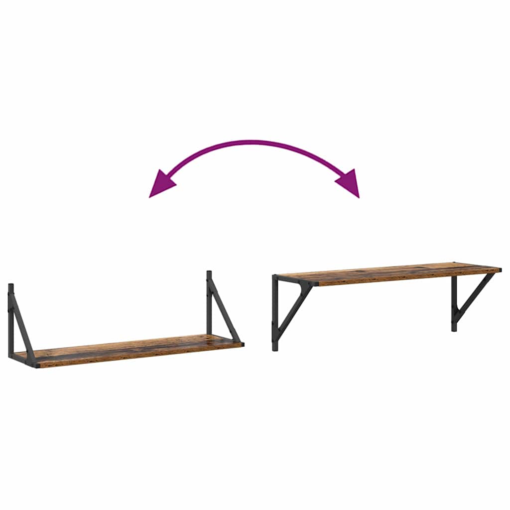 Sieninės lentynos 2 pcs Senovinis medis 80 x 25 x 25,5 cm