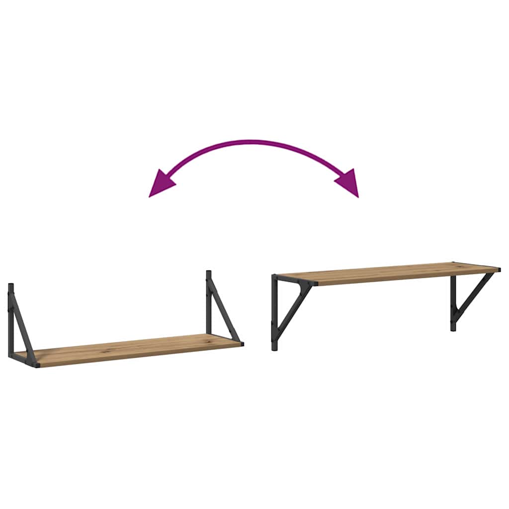 Sieninės lentynos 2 pcs Amatininkų ąžuolas 80 x 25 x 25,5 cm