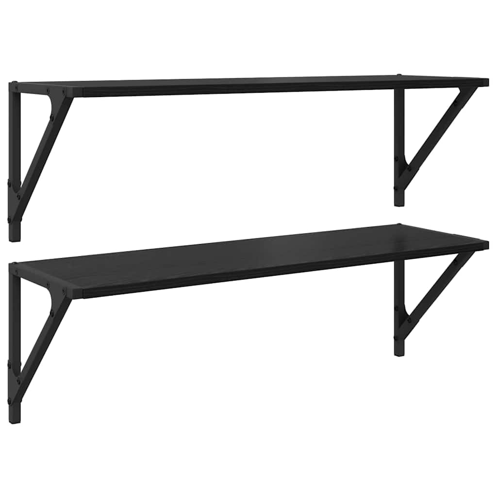 Sieninės lentynos 2 pcs Juodas ąžuolas 80 x 25 x 25,5 cm