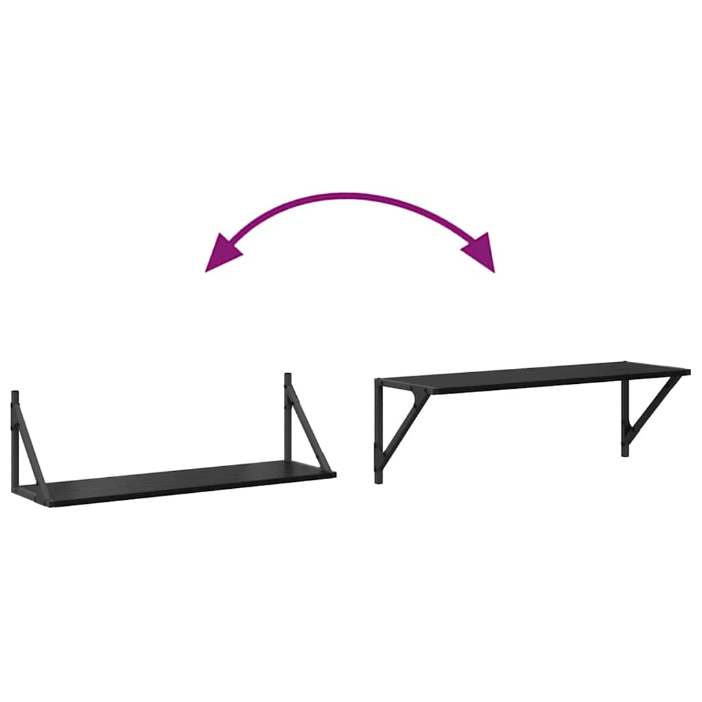 Sieninės lentynos 2 pcs Juodas ąžuolas 80 x 25 x 25,5 cm