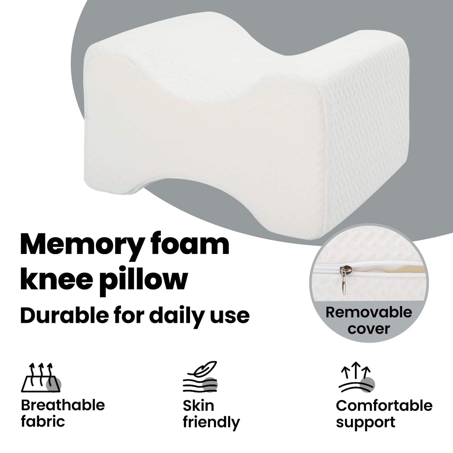 Knee Pillow Baltas Atminties putplastis ir poliesteris