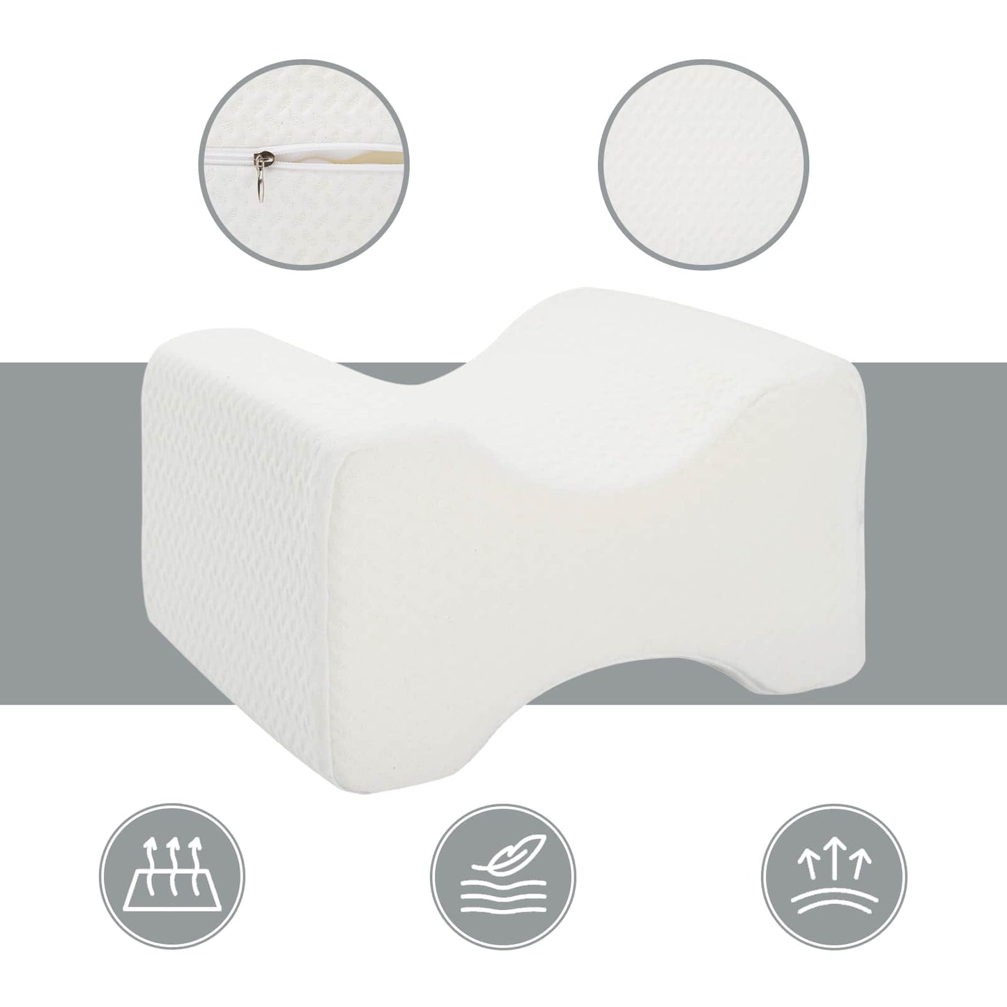 Knee Pillow Baltas Atminties putplastis ir poliesteris