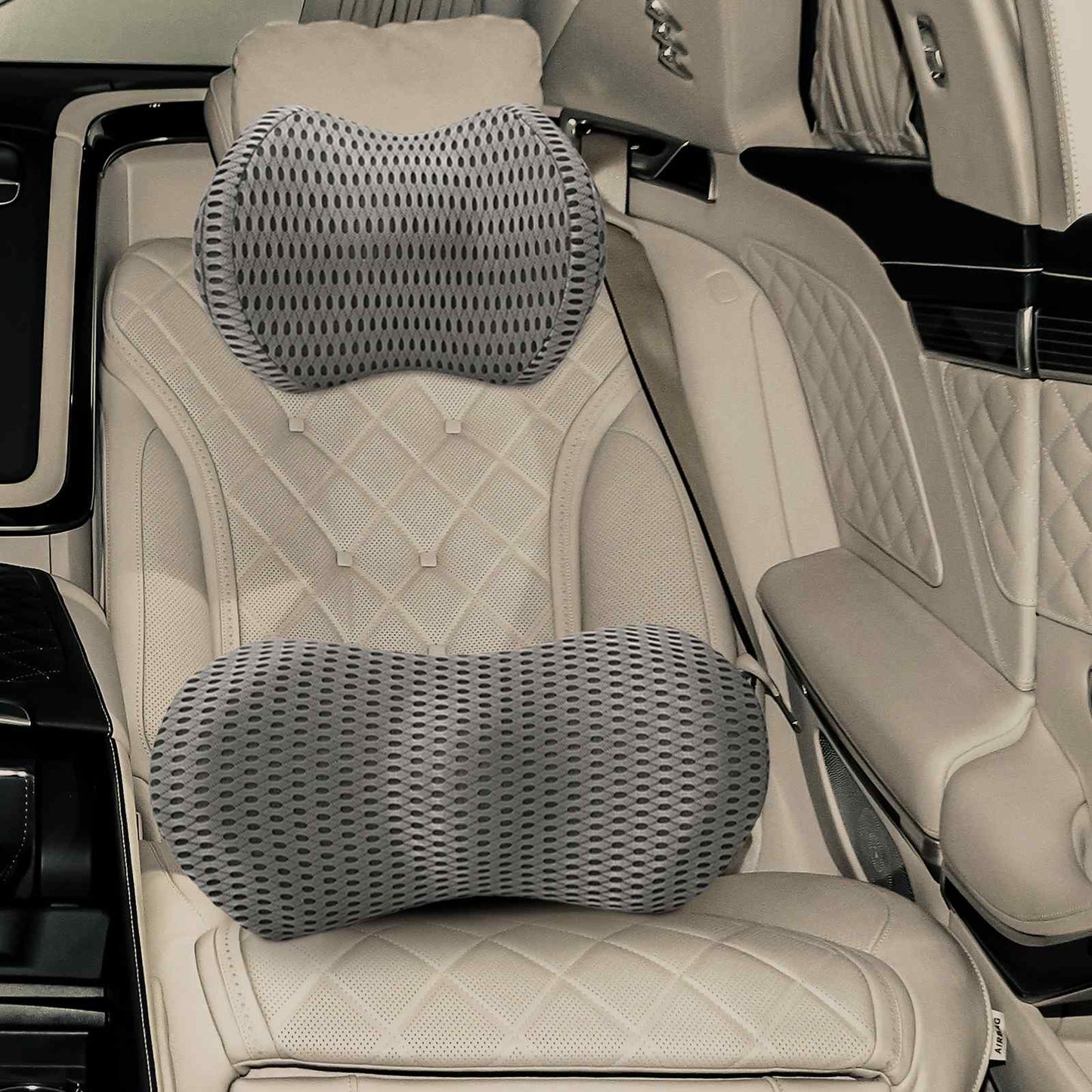 Pagalvė su pagalve 2 pcs Pilka 4D tinklinė medžiaga