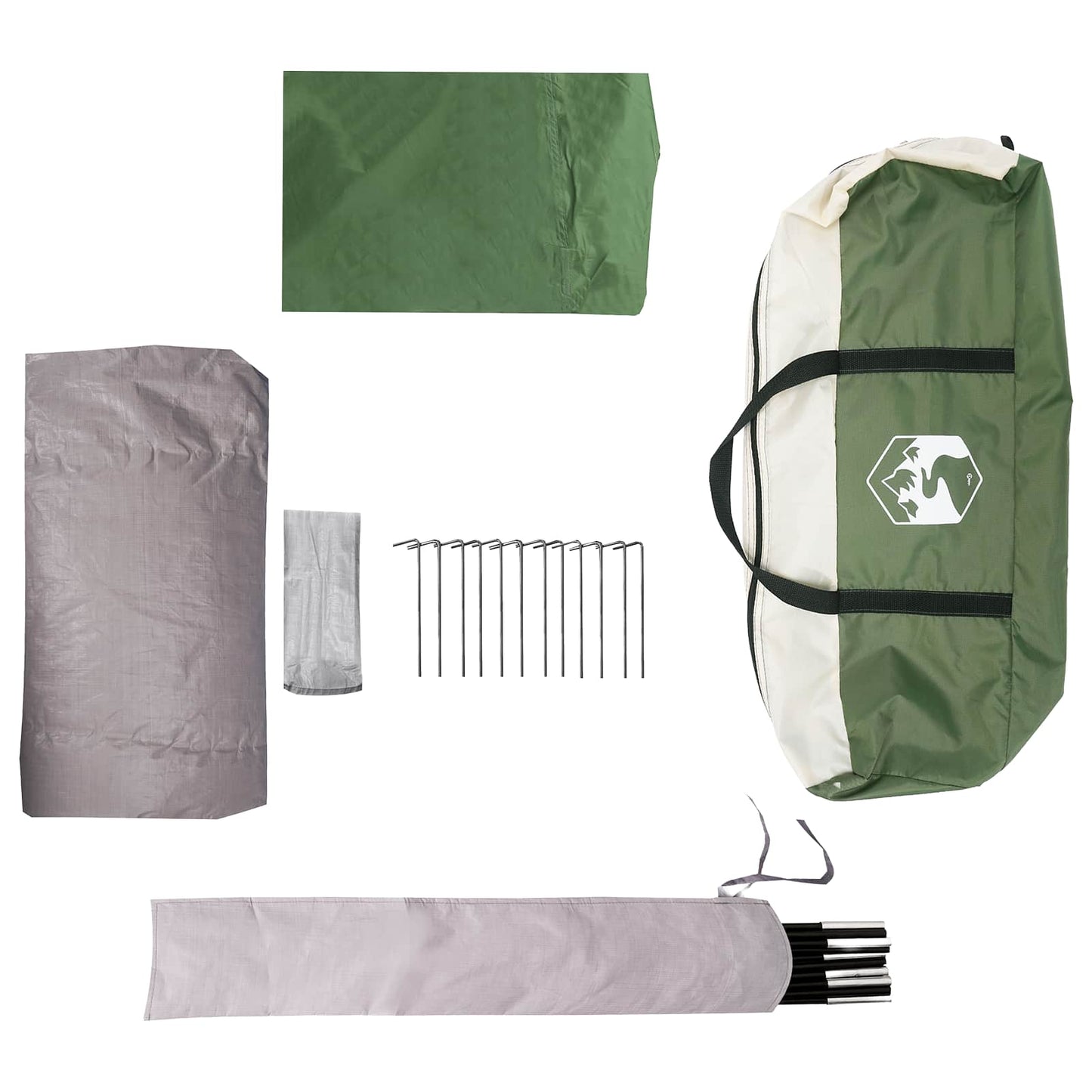 Kupolo palapinė su nuimamu lietaus skydeliu Žalia 4 asmenims