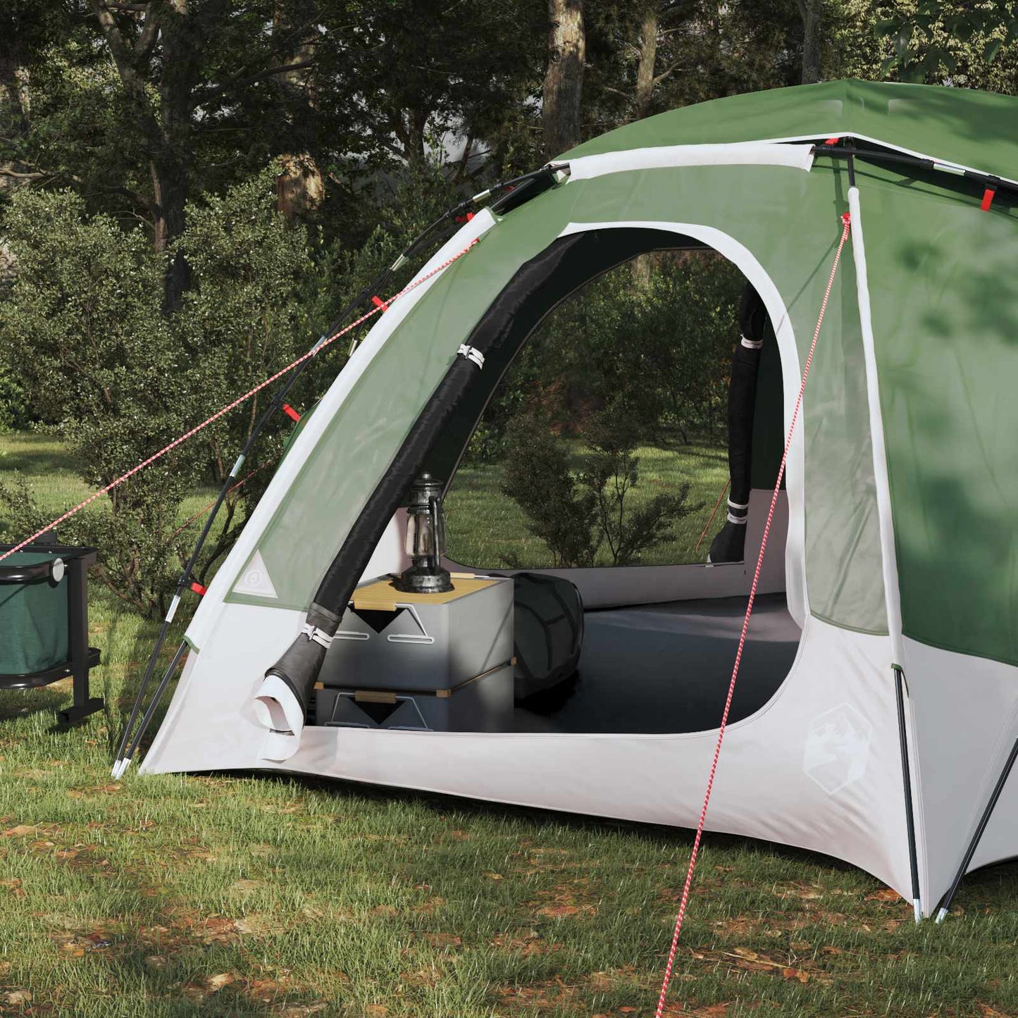 Kupolo palapinė su nuimamu lietaus skydeliu Žalia 4 asmenims