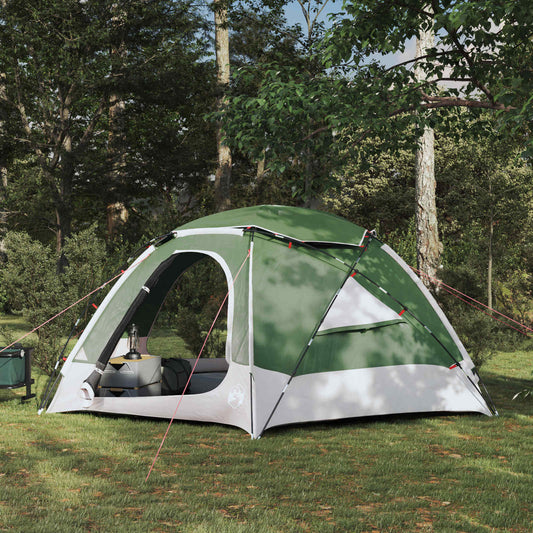 Kupolo palapinė su nuimamu lietaus skydeliu Žalia 4 asmenims