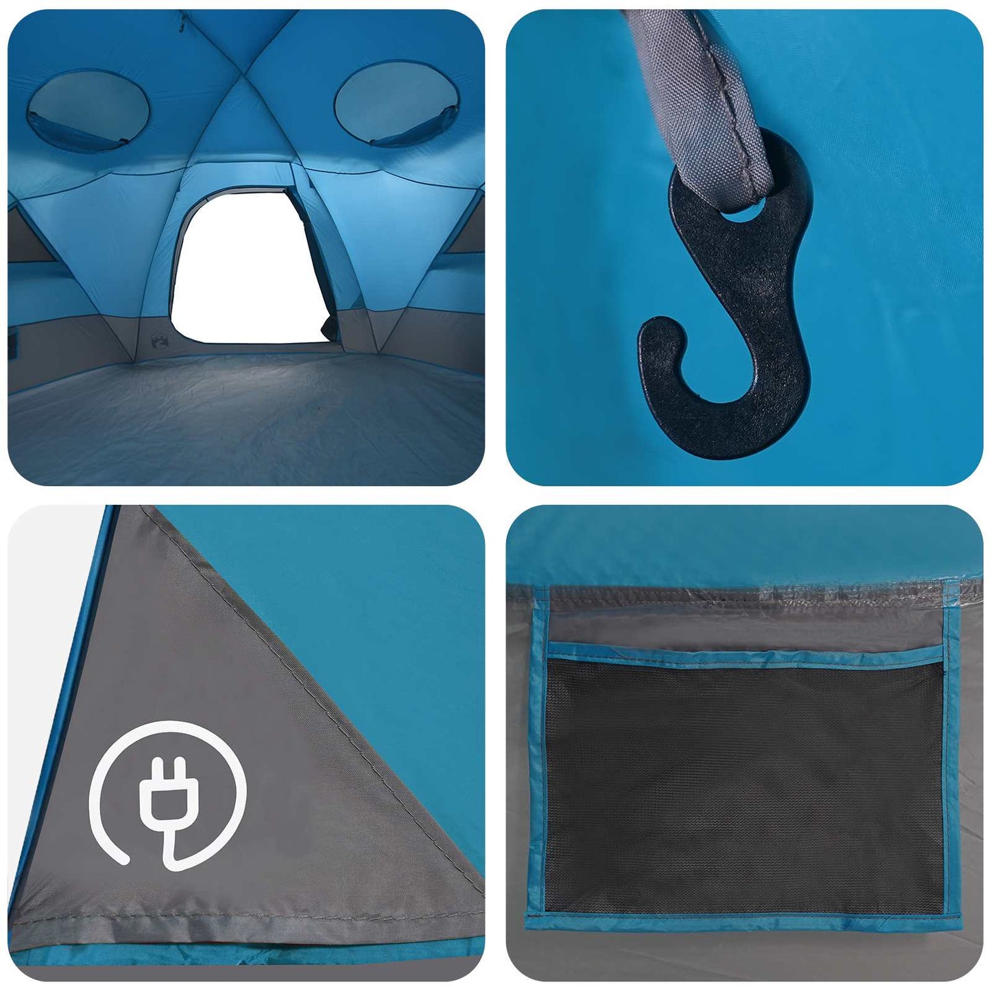 Kupolo palapinė su nuimamu lietaus skydeliu Mėlyna 4 asmenims