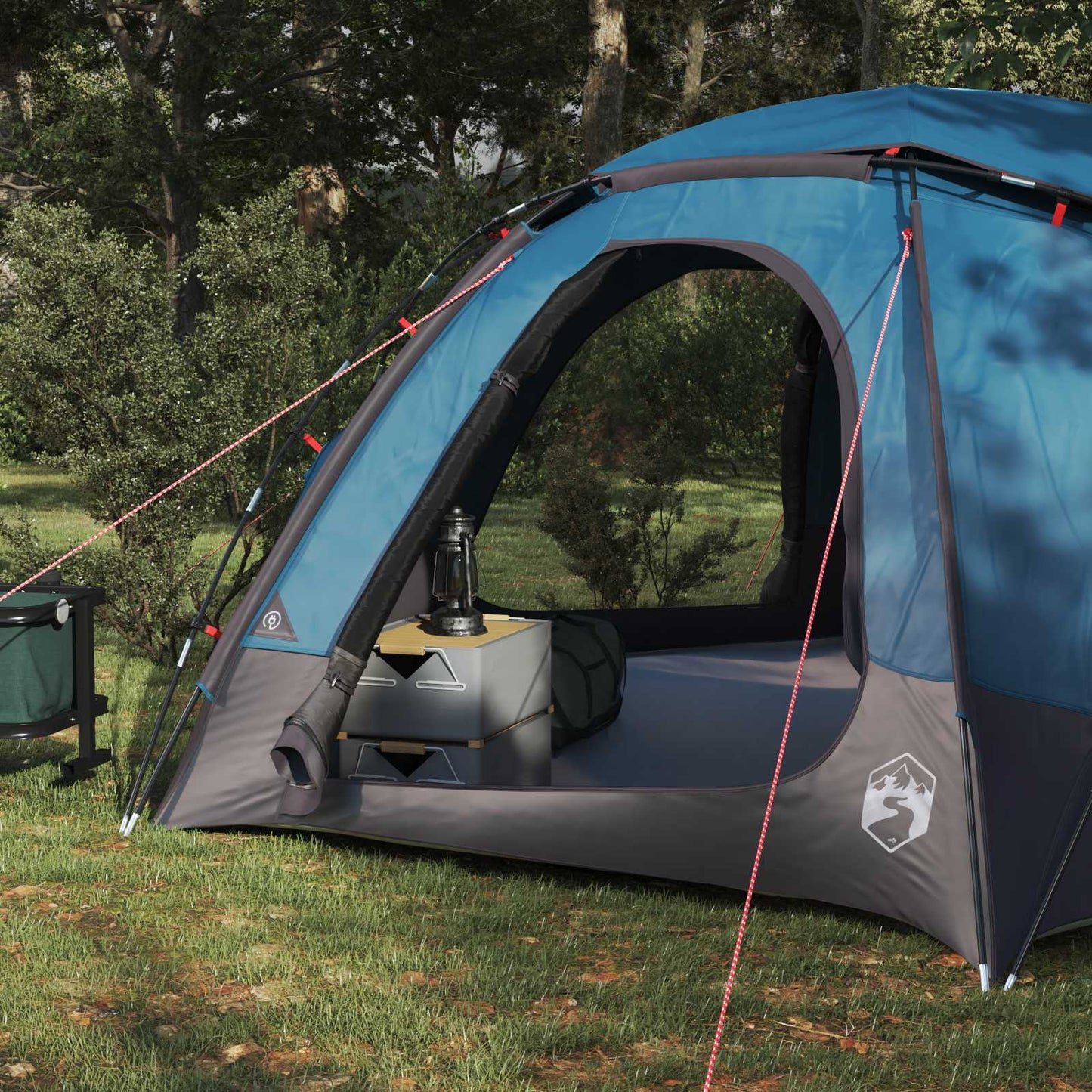 Kupolo palapinė su nuimamu lietaus skydeliu Mėlyna 4 asmenims