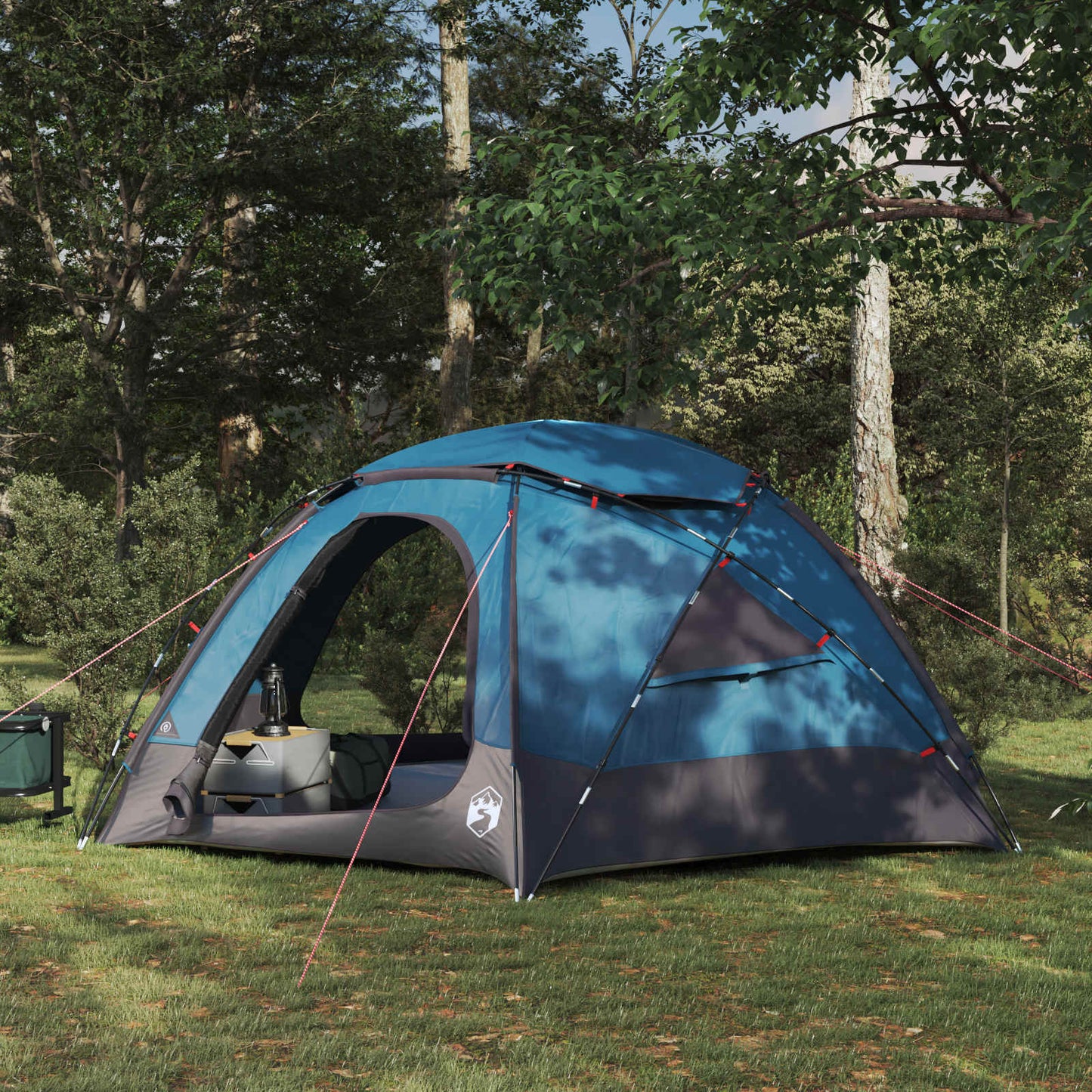 Kupolo palapinė su nuimamu lietaus skydeliu Mėlyna 4 asmenims