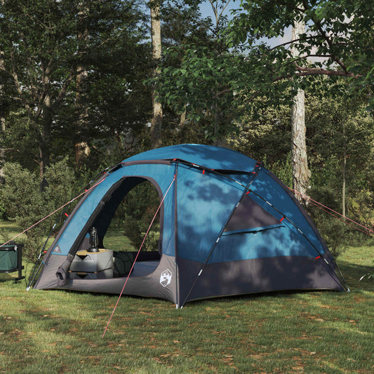 Kupolo palapinė su nuimamu lietaus skydeliu Mėlyna 4 asmenims