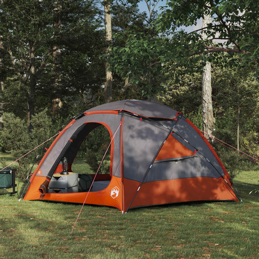 Kupolo palapinė su nuimamu lietaus skydeliu Pilka ir oranžinė