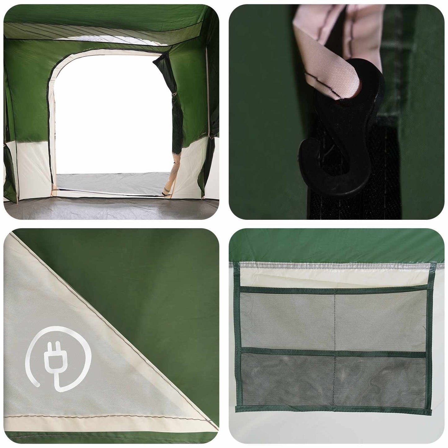 Šeimos palapinė su lietpalčiu, atspari vandeniui tunelis Žalia