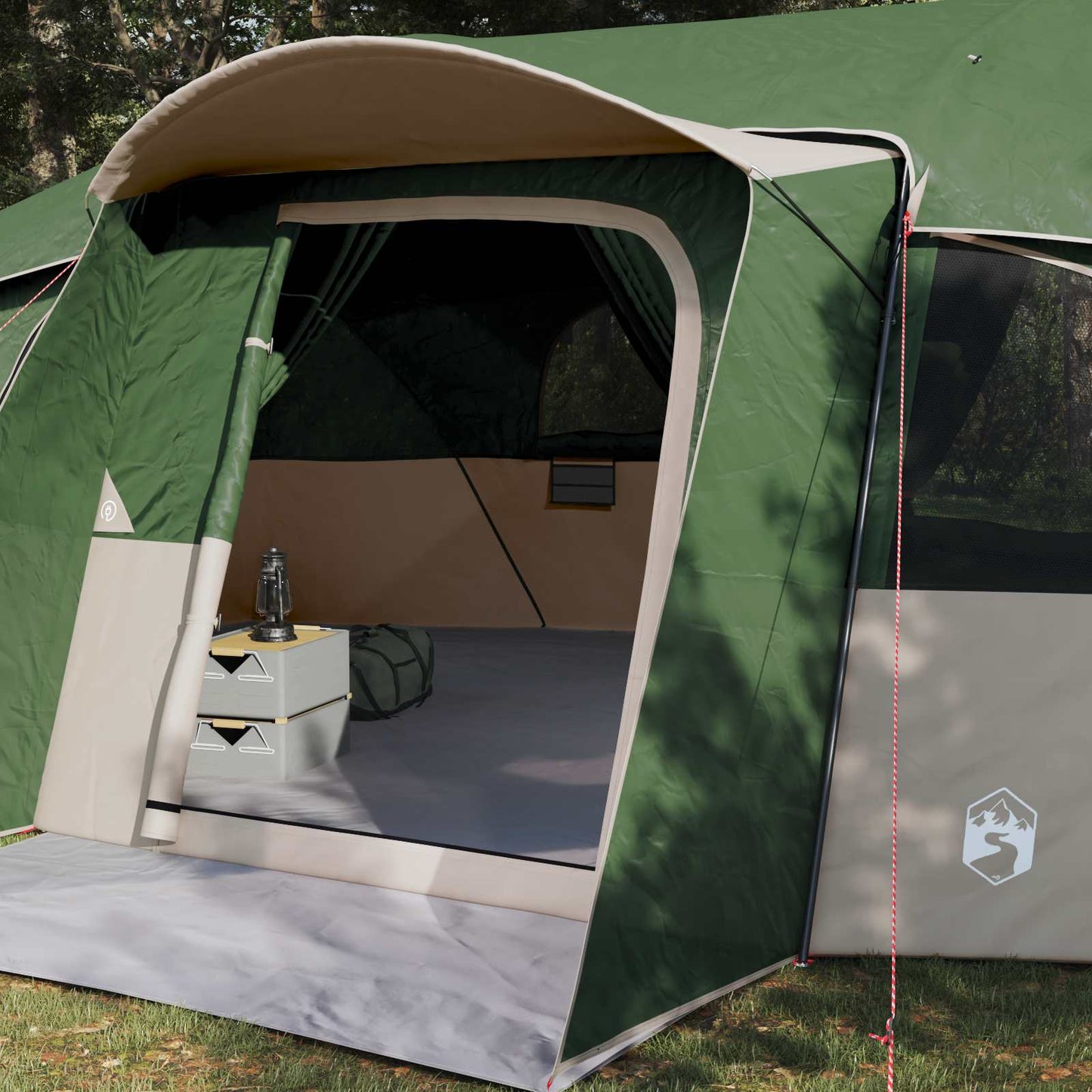 Šeimos palapinė su lietpalčiu, atspari vandeniui tunelis Žalia