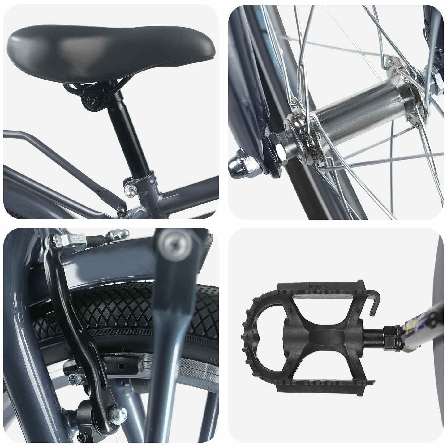 Vaikų Dviratis 20 Colių 6-11 metų amžiaus Tamsiai pilka