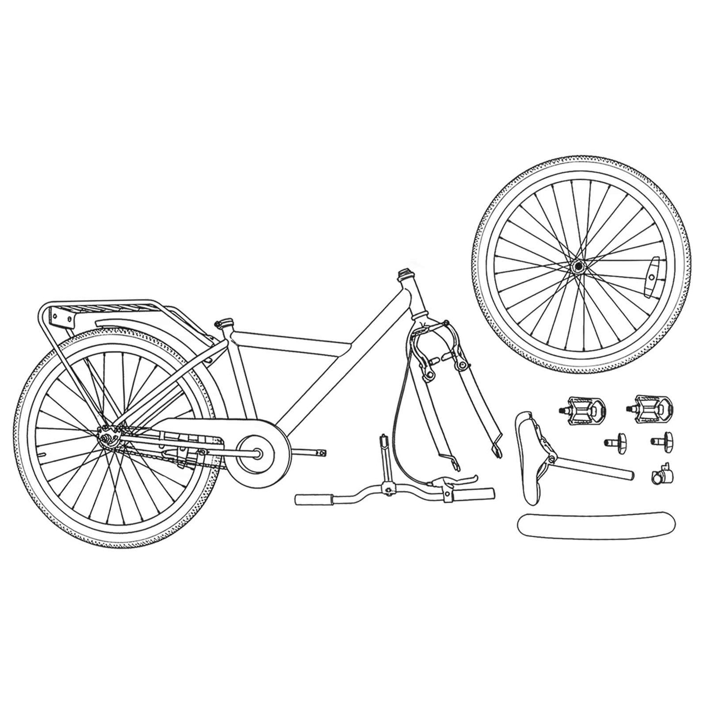 Vaikų Dviratis 24 Colių 8-12 metų Juoda