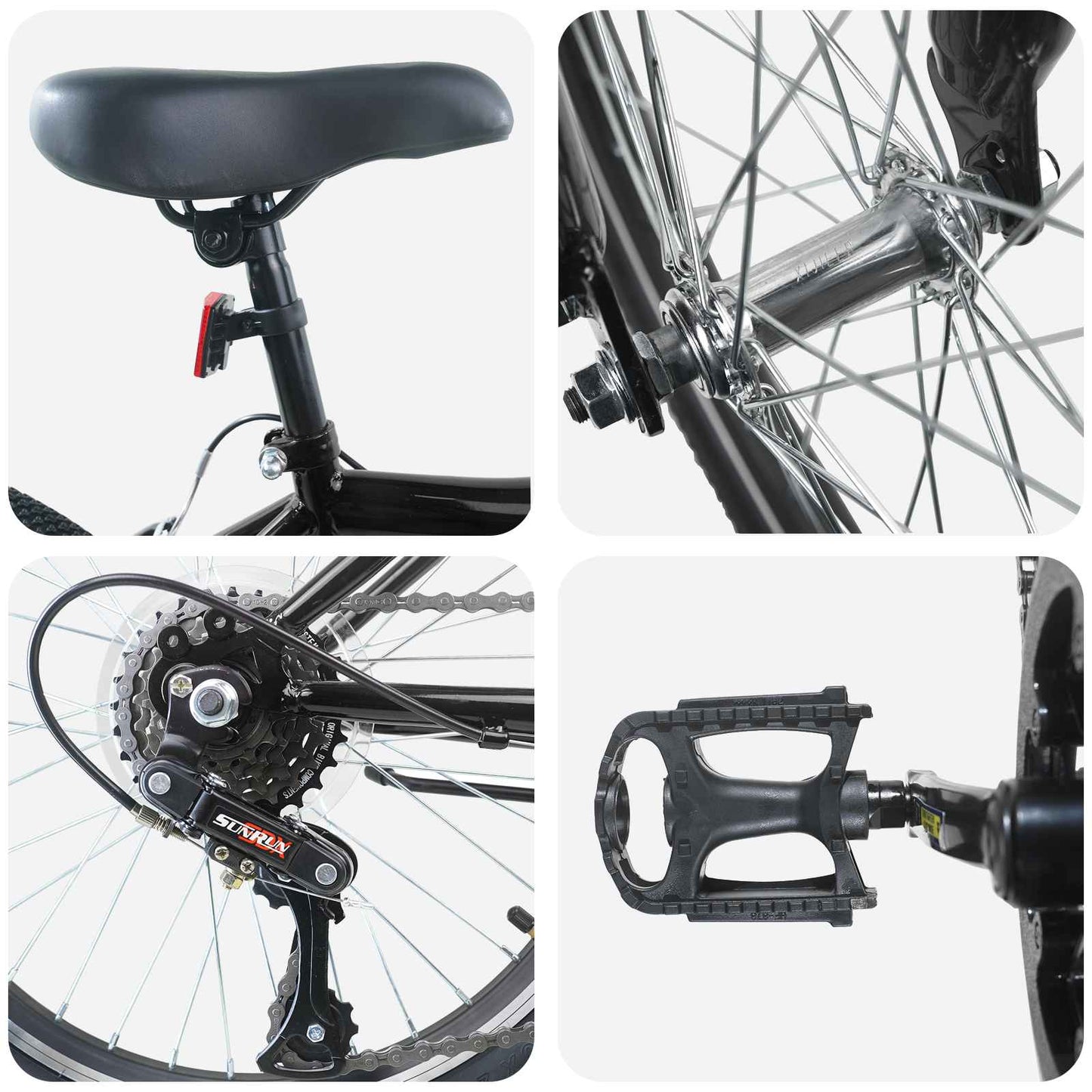 Vaikų Dviratis 24 Colių 6-Speed 8-12 metų Juoda