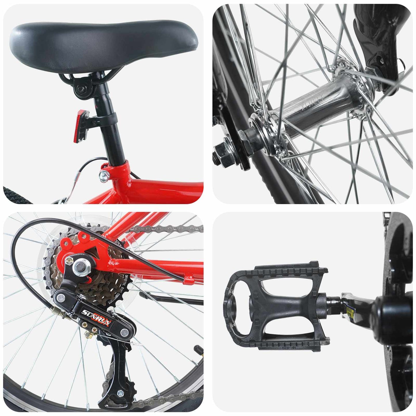 Vaikų Dviratis 20 Colių 6-Speed 6-11 metų amžiaus Raudona