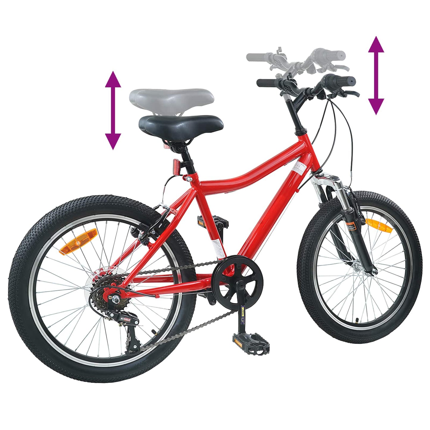 Vaikų Dviratis 20 Colių 6-Speed 6-11 metų amžiaus Raudona