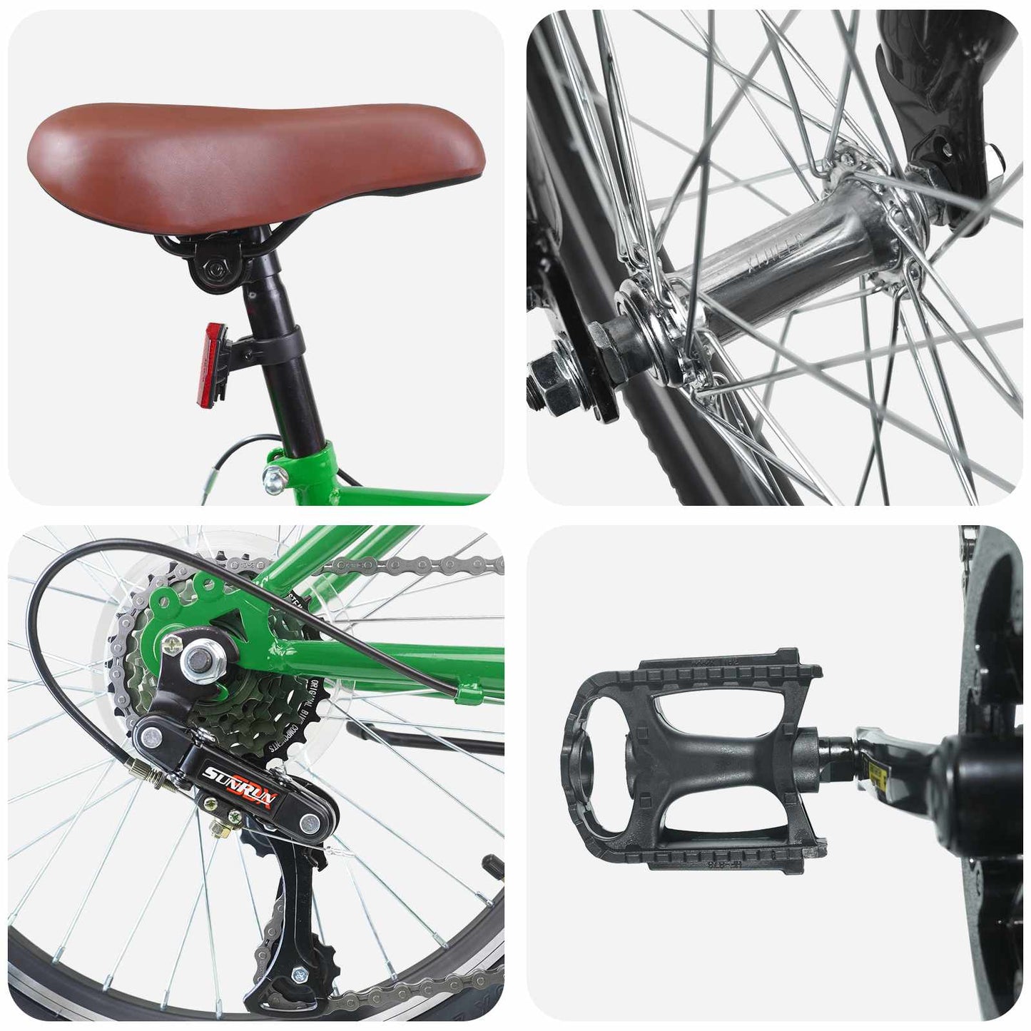 Vaikų Dviratis 20 Colių 6-Speed 6-11 metų amžiaus Žalia