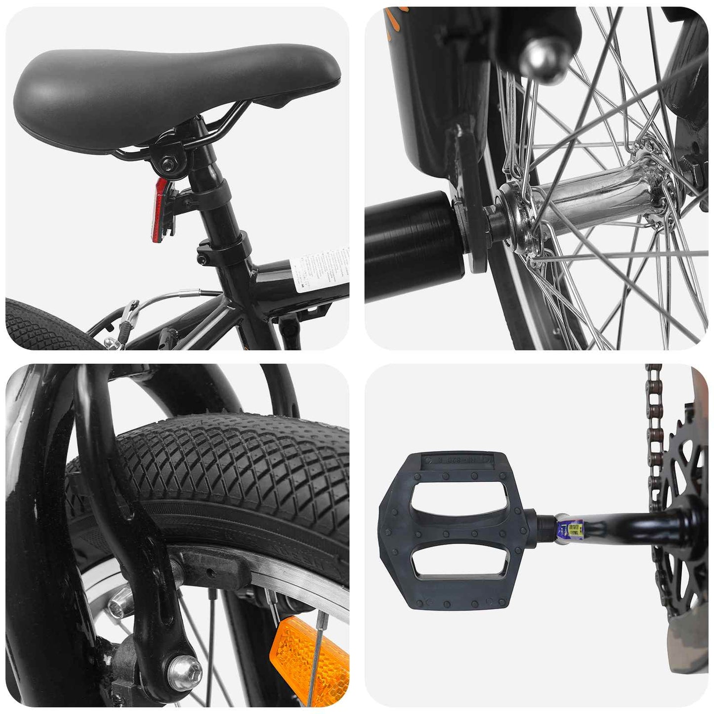 BMX Dviratis 16 Colių 5-8 metų amžiaus Juoda