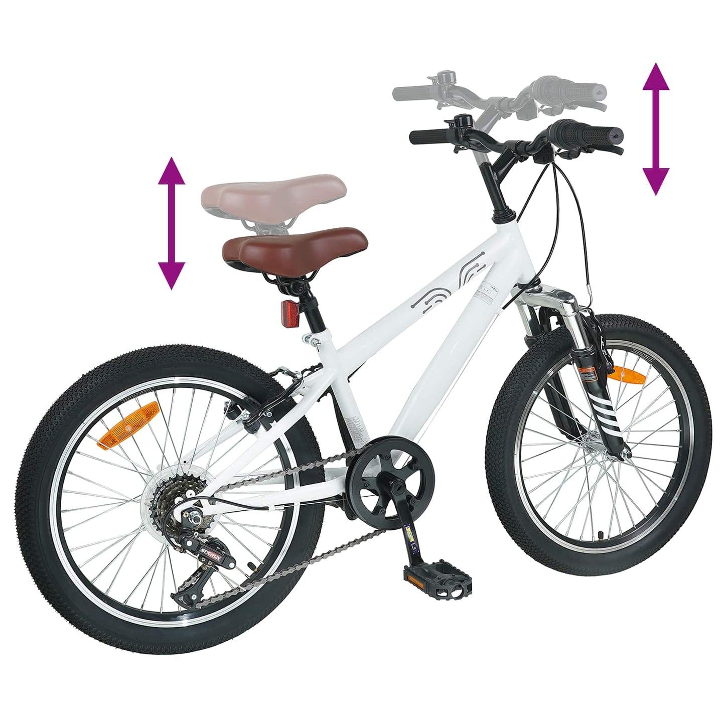 Kids Mountain Bike 24 Colių 6-Speed 8-12 metų Balta