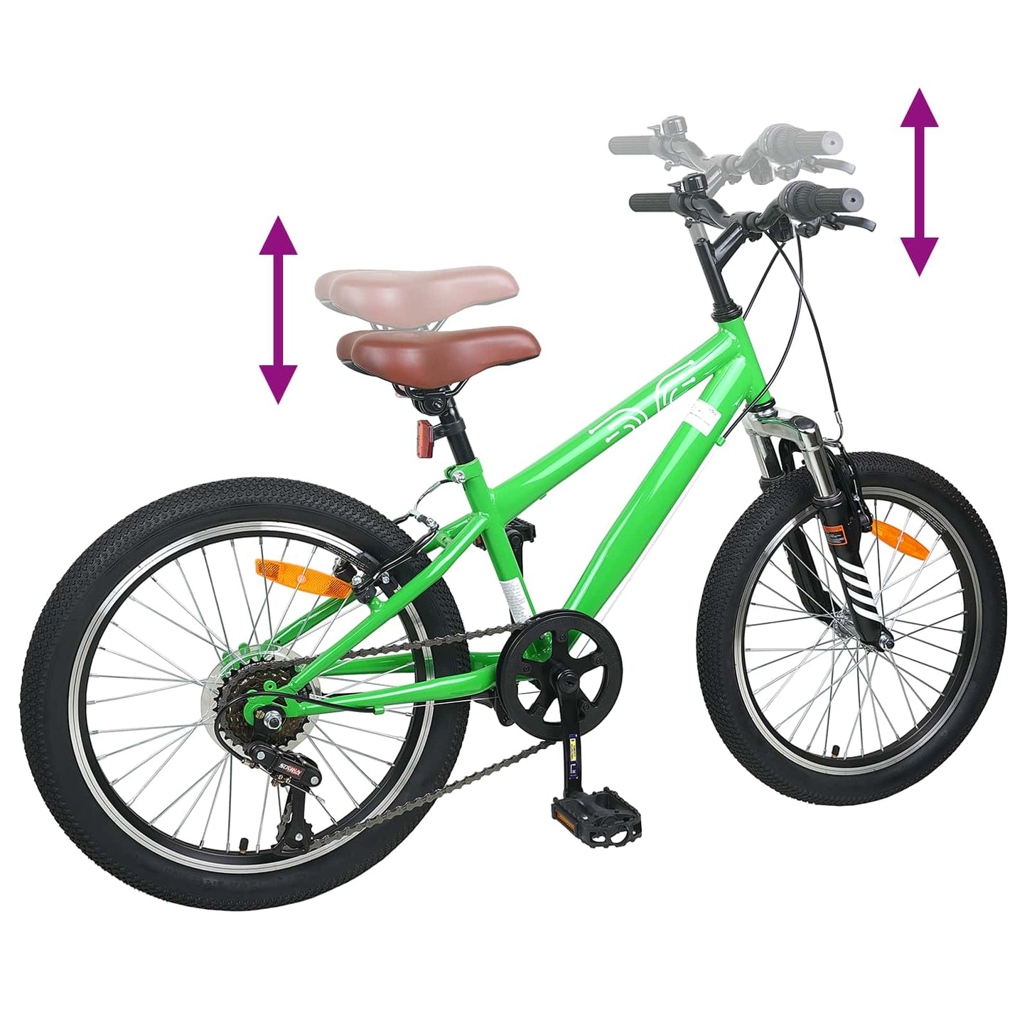 Kids Mountain Bike 24 Colių 6-Speed 8-12 metų Žalia