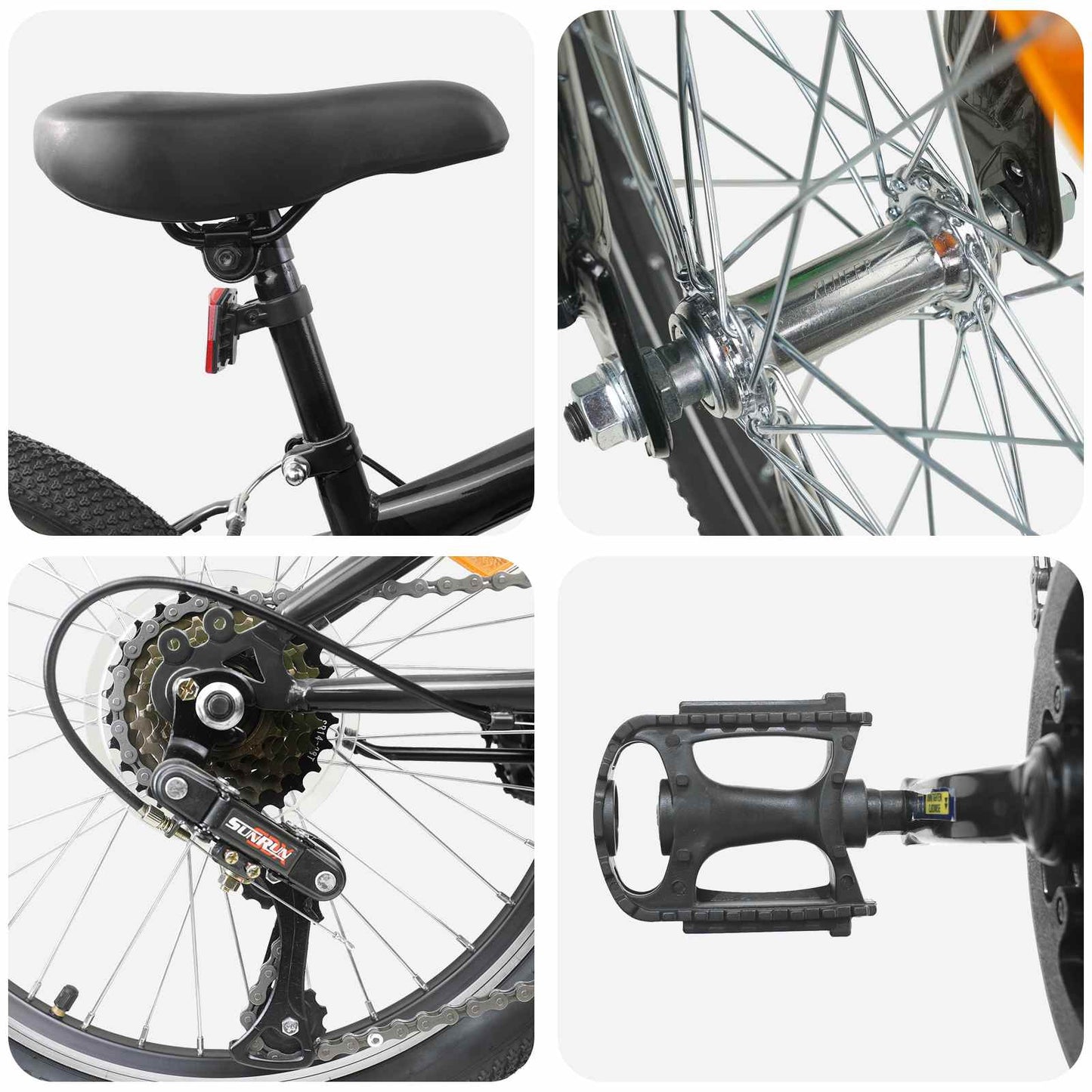 Kids Mountain Bike 20 Colių 6-Speed 5-8 metų amžiaus Juoda