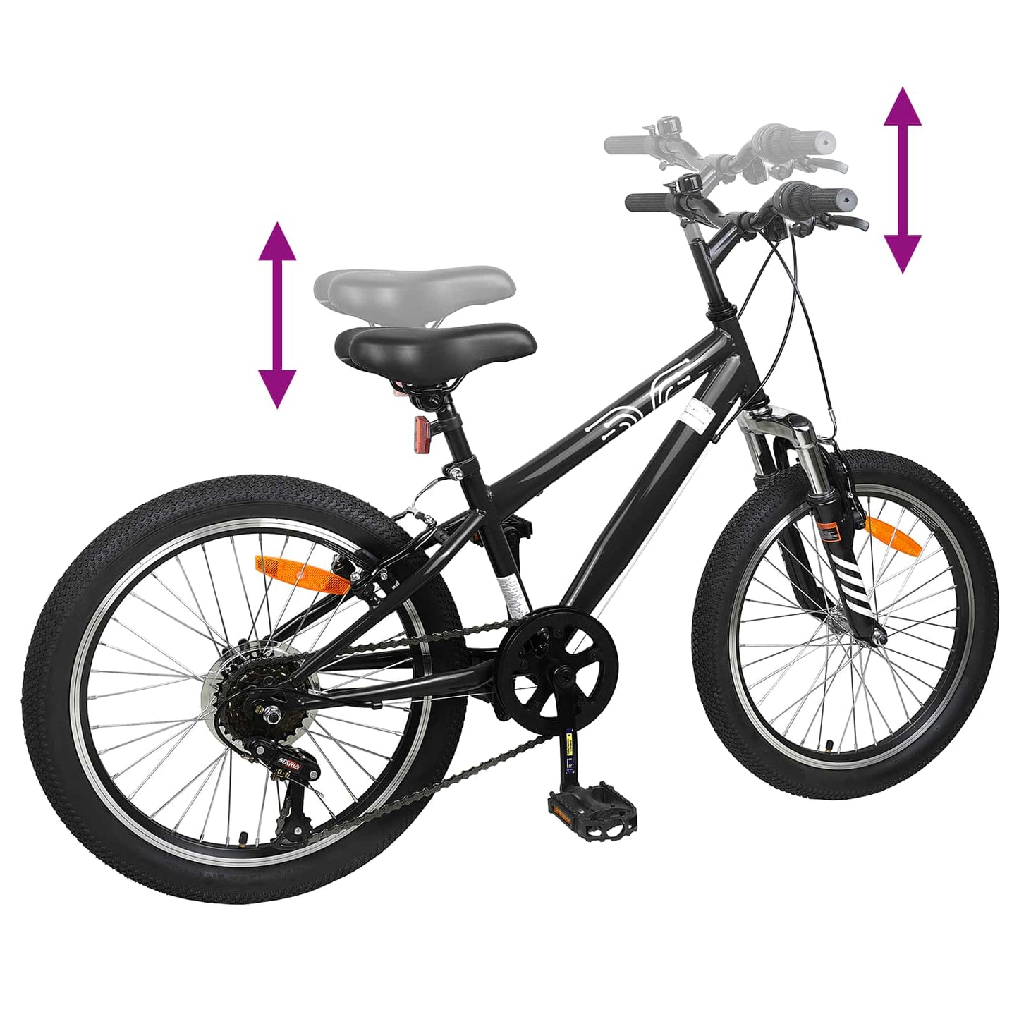 Kids Mountain Bike 20 Colių 6-Speed 5-8 metų amžiaus Juoda