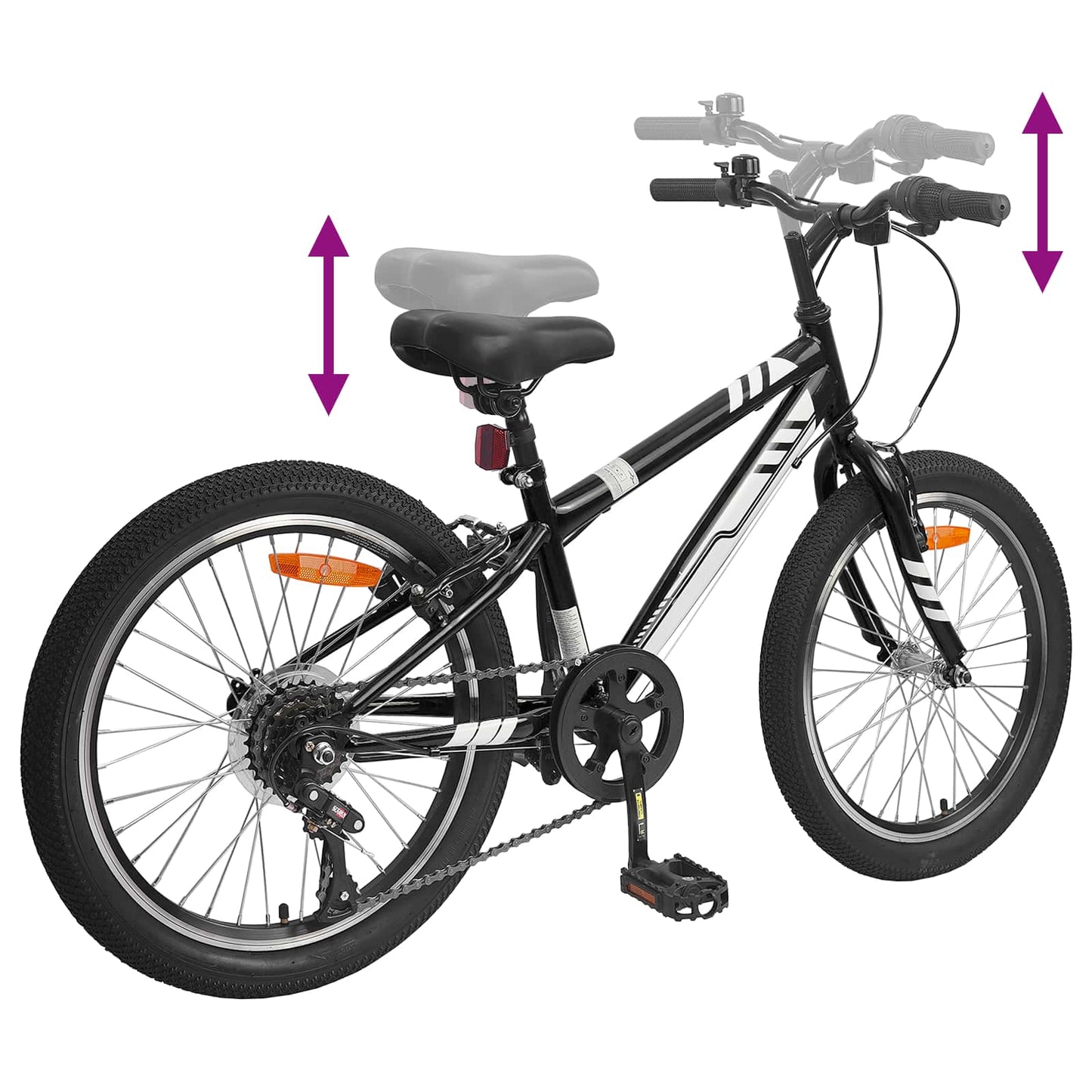 Kalnų Dviratis 24 Colių 6-Speed 8-12 metų Juoda