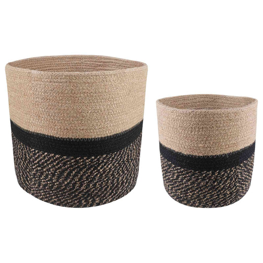 Vazonų rinkinys 2 pcs Natūrali ir juoda Ø 28 x 28 cm