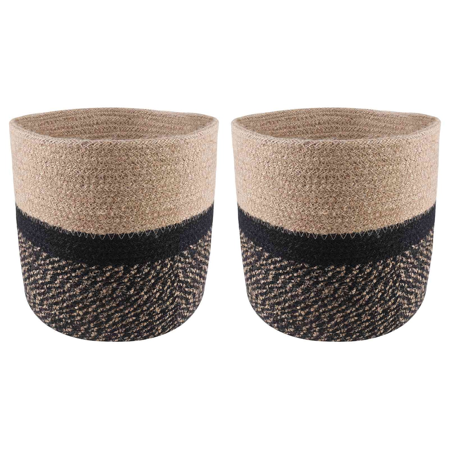 Vazonų rinkinys 2 pcs Natūrali ir juoda Ø 21 x 21 cm