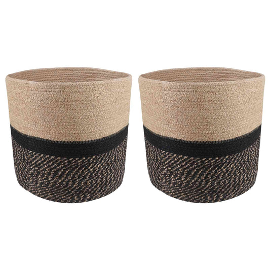 Vazonų rinkinys 2 pcs Natūrali ir juoda Ø 28 x 28 cm
