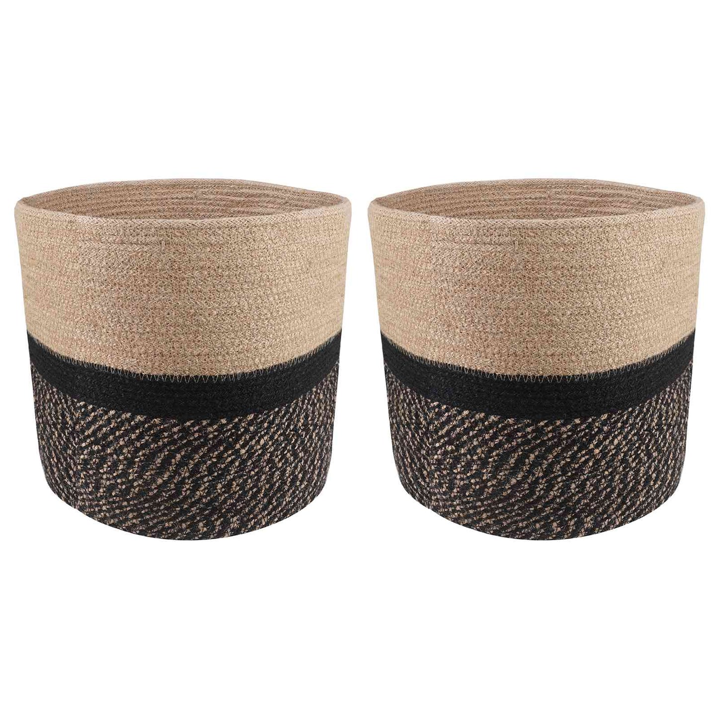 Vazonų rinkinys 2 pcs Natūrali ir juoda Ø 28 x 28 cm