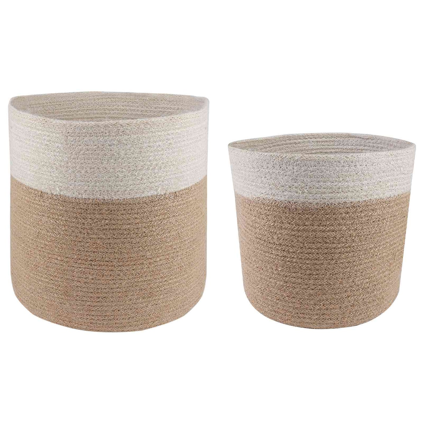 Vazonų rinkinys 2 pcs Natūrali ir Balta Ø 28 x 28 cm