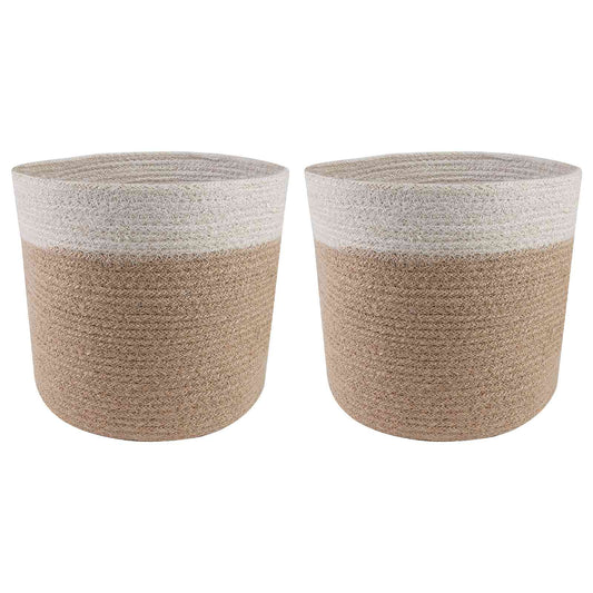 Vazonų rinkinys 2 pcs Natūrali ir Balta Ø 21 x 21 cm
