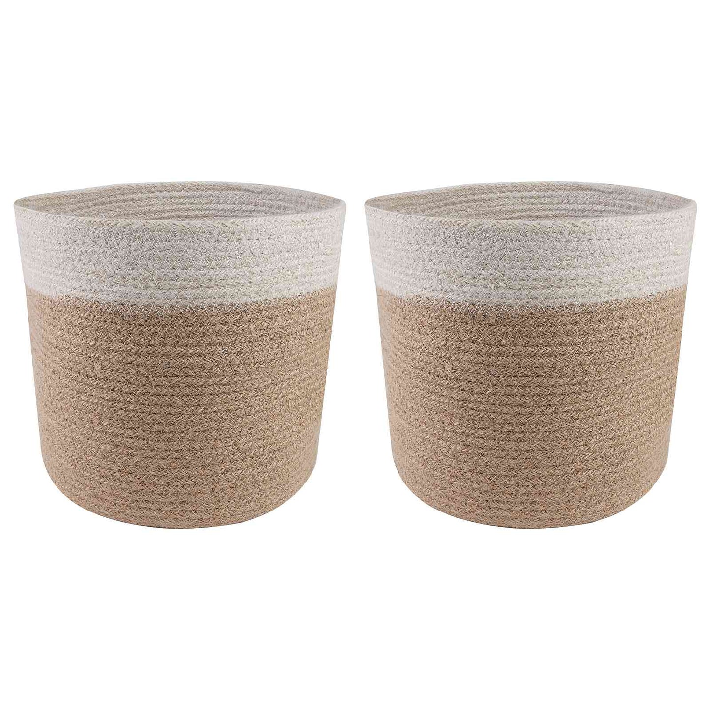 Vazonų rinkinys 2 pcs Natūrali ir Balta Ø 21 x 21 cm