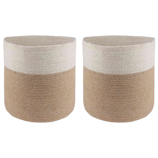 Vazonų rinkinys 2 pcs Natūrali ir Balta Ø 28 x 28 cm