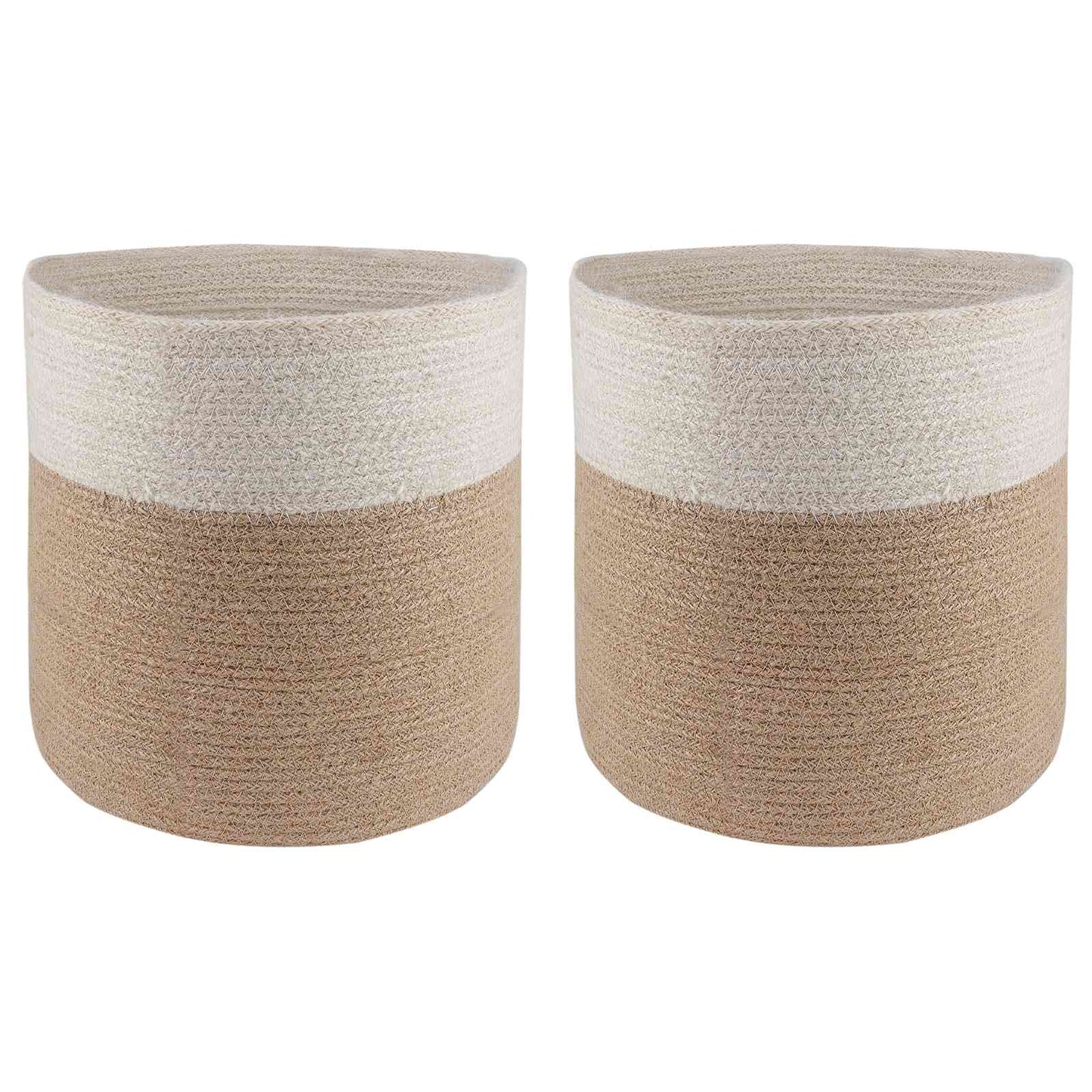 Vazonų rinkinys 2 pcs Natūrali ir Balta Ø 28 x 28 cm