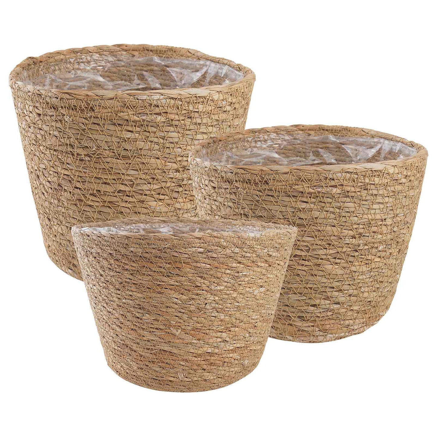 Jūros žolės augalų krepšiai 3 pcs Natūrali Ø26 x 19 cm