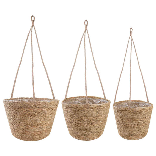Jūros žolės augalų krepšiai 3 pcs Natūrali Ø26 x 19 cm