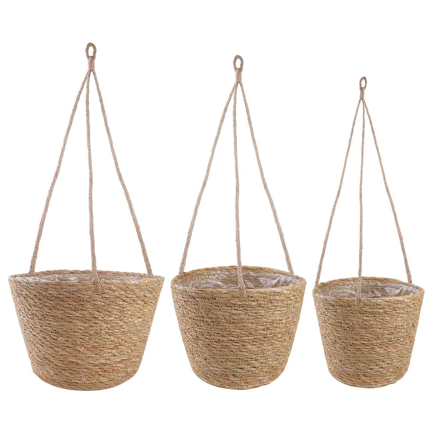 Jūros žolės augalų krepšiai 3 pcs Natūrali Ø26 x 19 cm