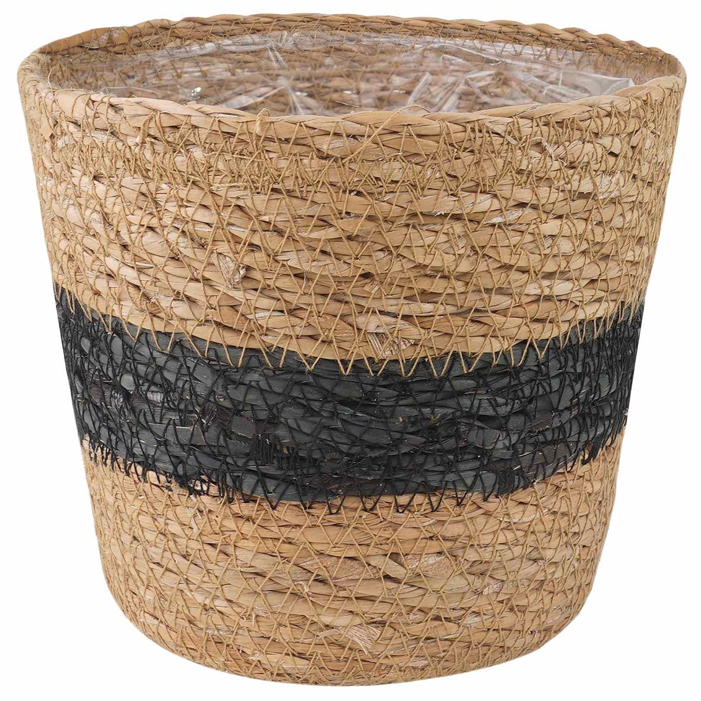 Jūros žolės augalų krepšiai 3 pcs Natūrali ir juoda Ø26 x 19 cm