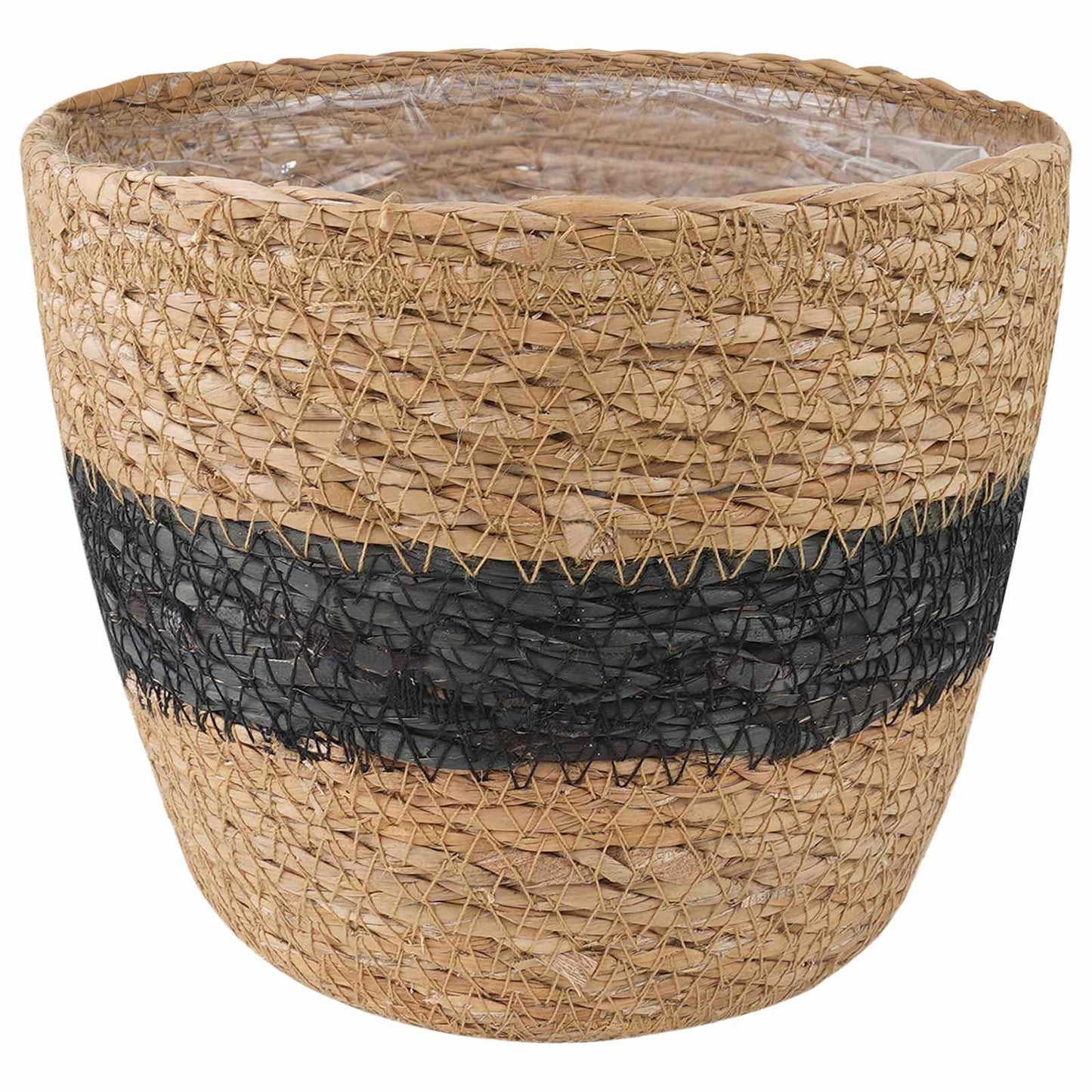 Jūros žolės augalų krepšiai 3 pcs Natūrali ir juoda Ø26 x 19 cm