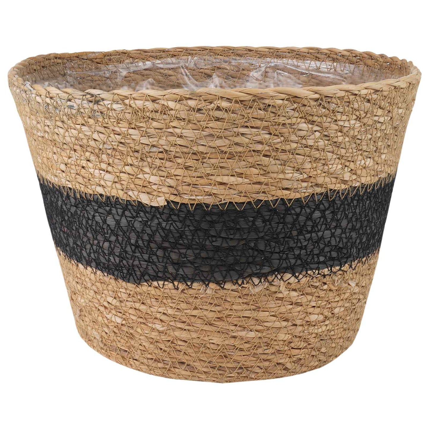 Jūros žolės augalų krepšiai 3 pcs Natūrali ir juoda Ø26 x 19 cm